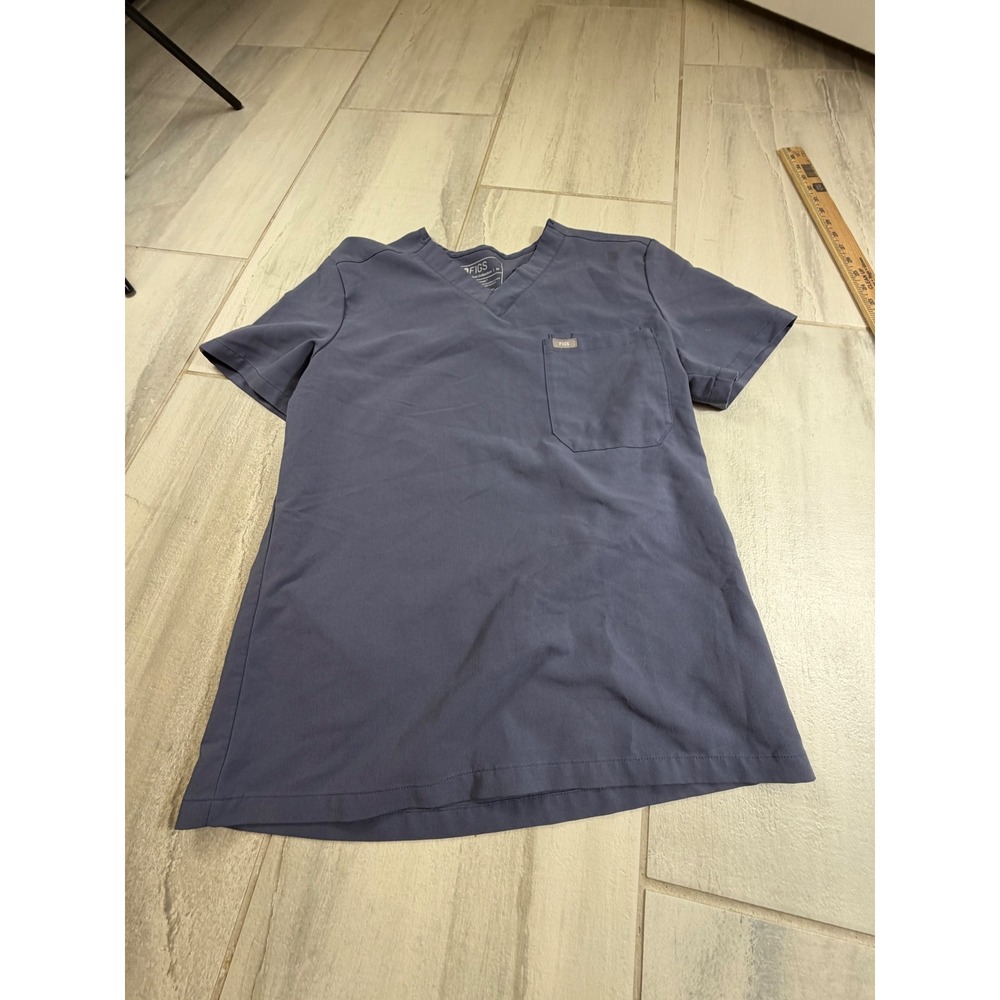FIGS Technical Collection Navy Blue V-Neck Scrub Top Womens Medium Short Sleeve